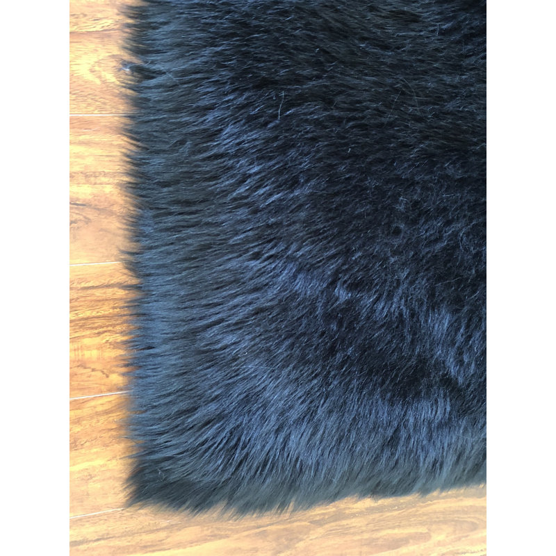 Union Rustic Whisnant Faux Sheepskin Black Rug & Reviews Wayfair